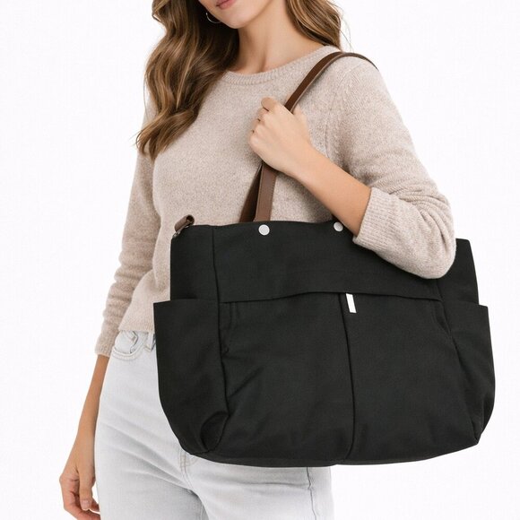 None Handbags - Women’s Fashion Multi-Pocket Shoulder Bag – Black